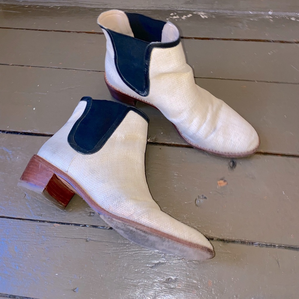 White canvas ankle boots